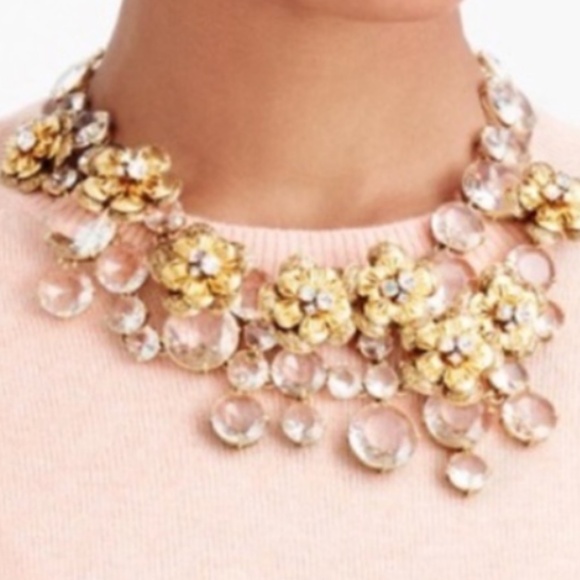J.Crew midnight floral Statement necklace CRYSTALS RHINESTONES EMBELLISHED BLING - Picture 5 of 12